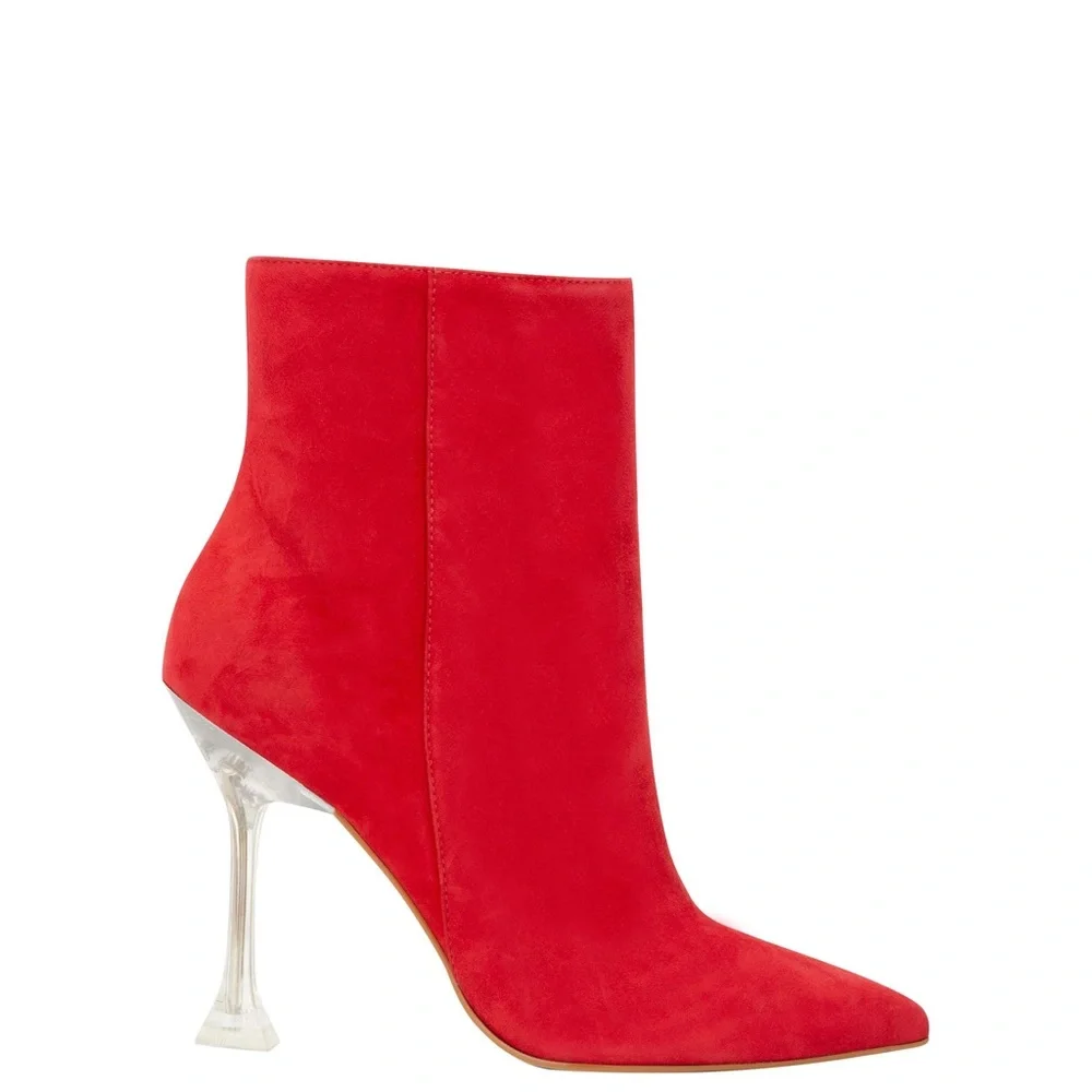 Nine West Tonight Red Suede Pointed Toe Heel Booties Size 7 NEW